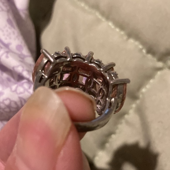 Stunning Pink Ice Ring With Cubic Zirconias Size 5 Rodium Over Sterling Silver - Picture 6 of 6